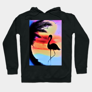 tropical sunset silhouette flamingo Hoodie